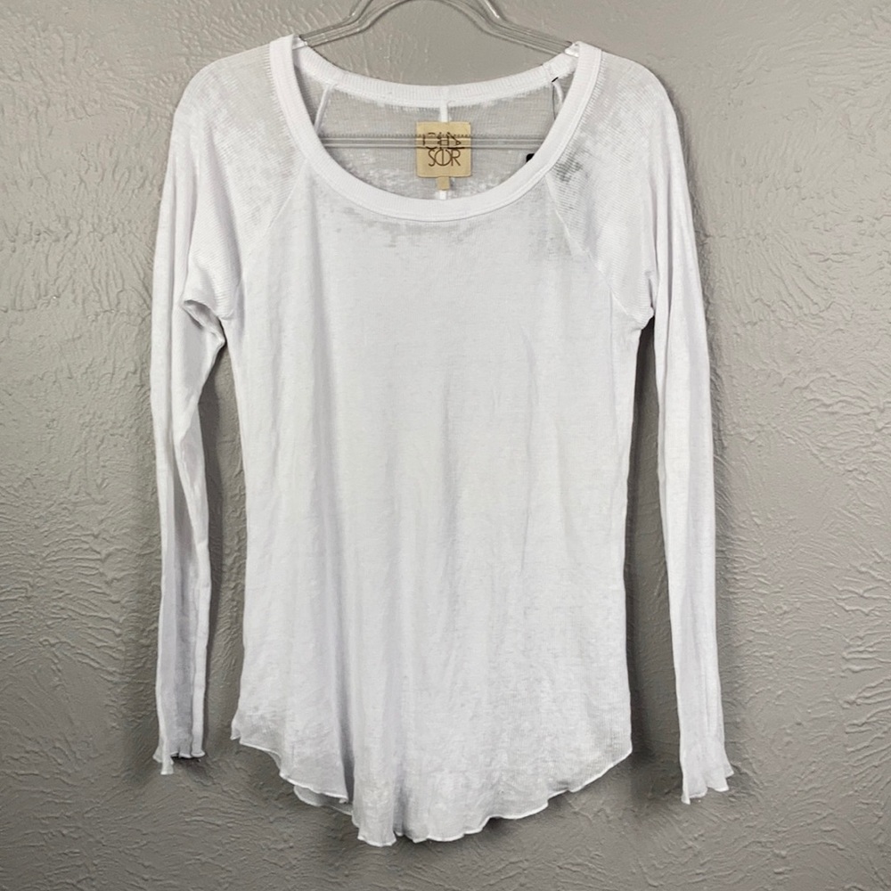 NWT Chaser White Burnout Ribbed Long Sleeve Shirt